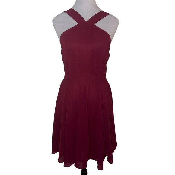 Lulus Burgundy Forevermore Sleeveless Skater Dress Size S - Picture 1 of 8